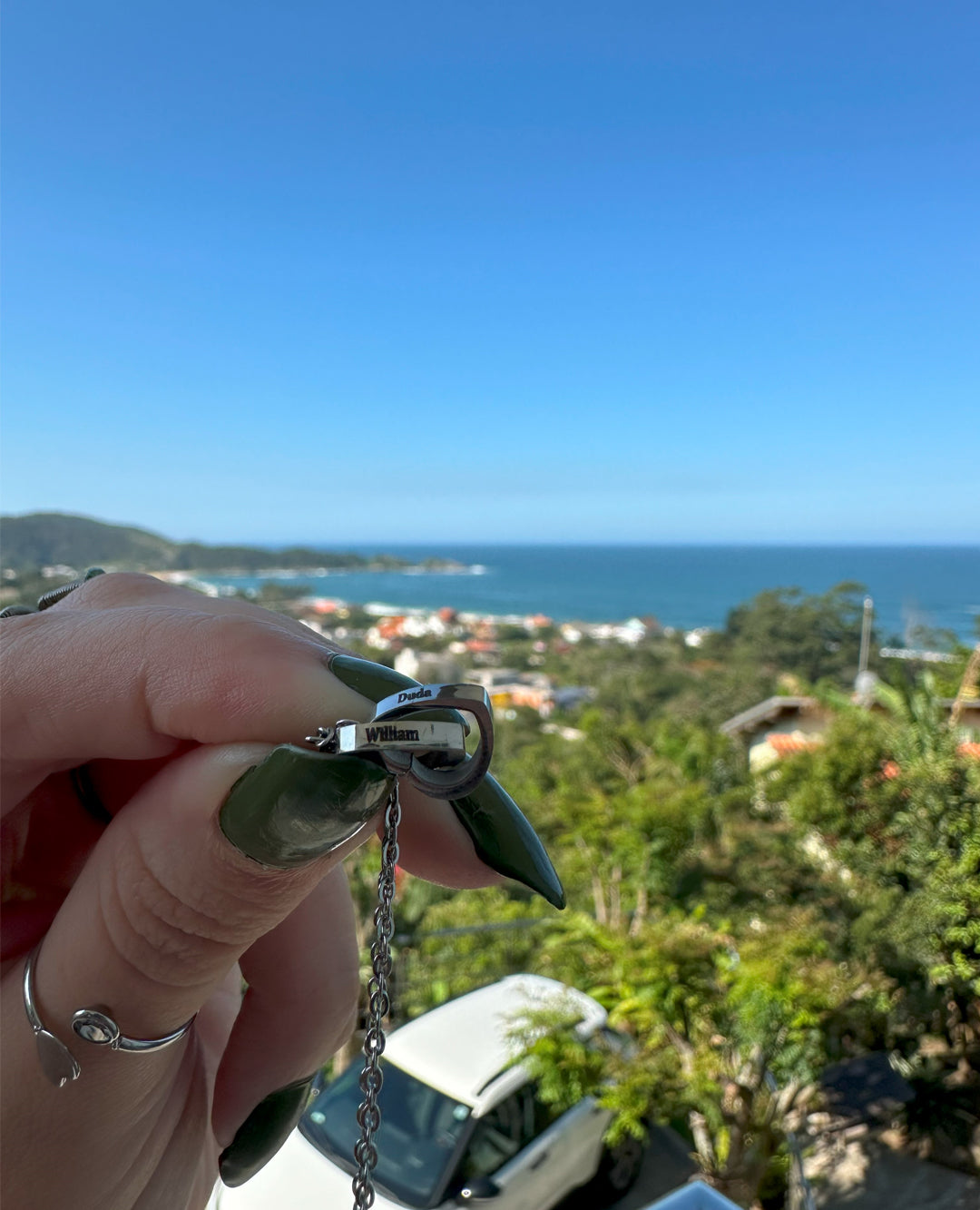 Caixa com Rosa & Colar Personalizado + Anel do Abraço 💕